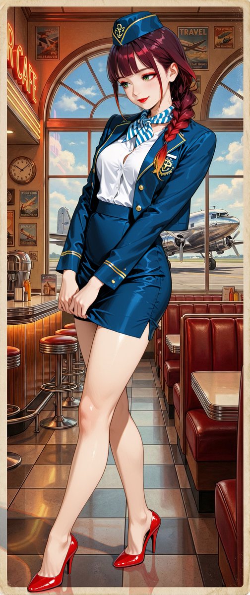 Retro Airport Cafe Pinup Art