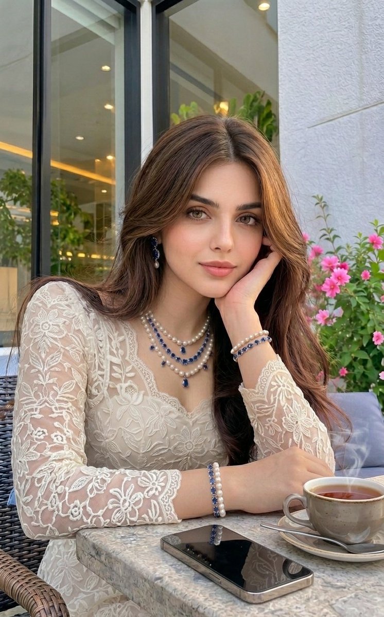 Luxurious Outdoor Cafe Portrait