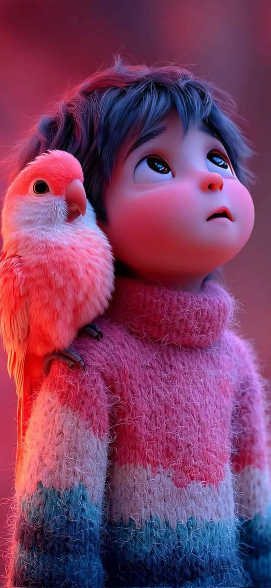 Cute 3D Boy with Adorable Pets