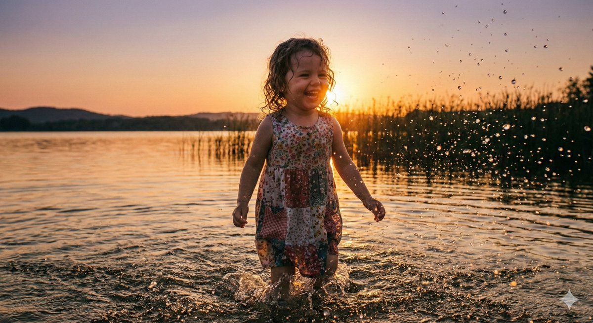 Frozen Splashes in Sunset Glow