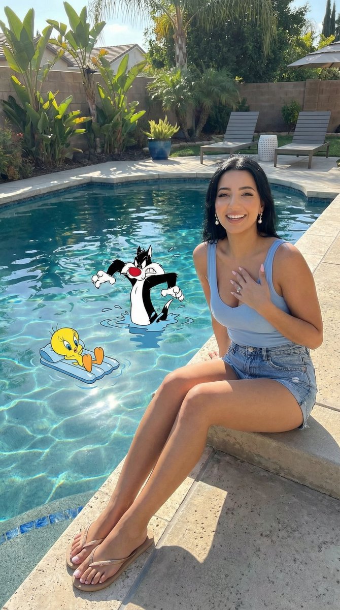 Cartoon Chaos at the Sunny Poolside