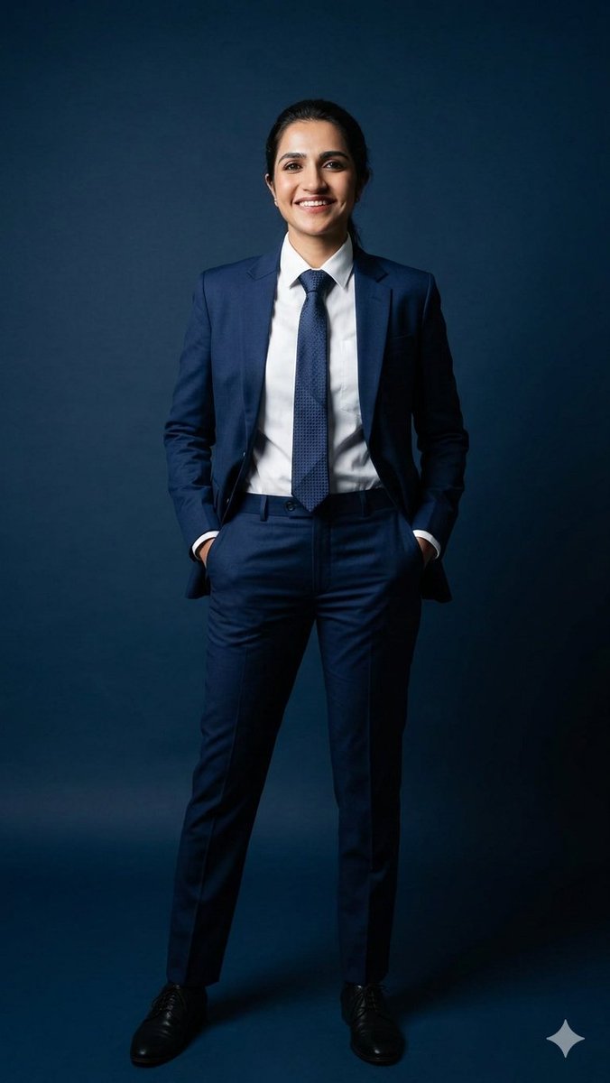Navy Suit Business Woman Portrait