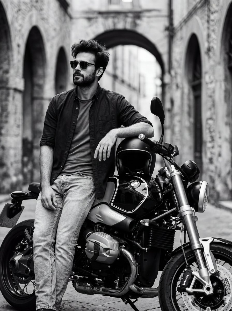 Rugged Biker Cinematic Portrait