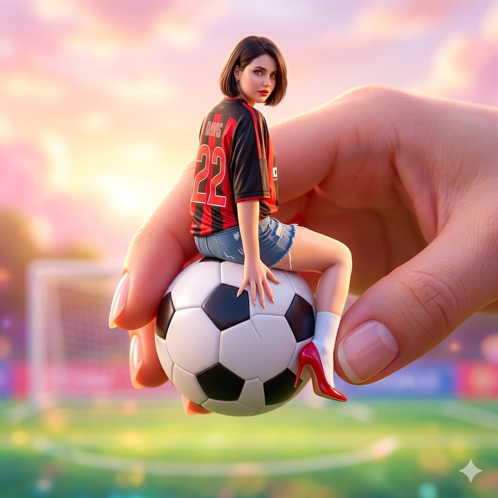 Miniature Fashion On Giant Soccer Ball