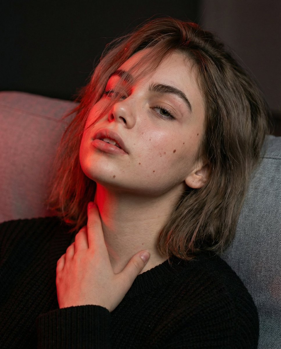 Cinematic Red Light Portrait