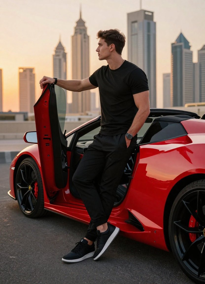 Golden Hour Lamborghini Portrait in Dubai