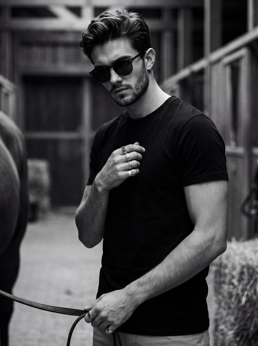 Cinematic B&W Male Portrait