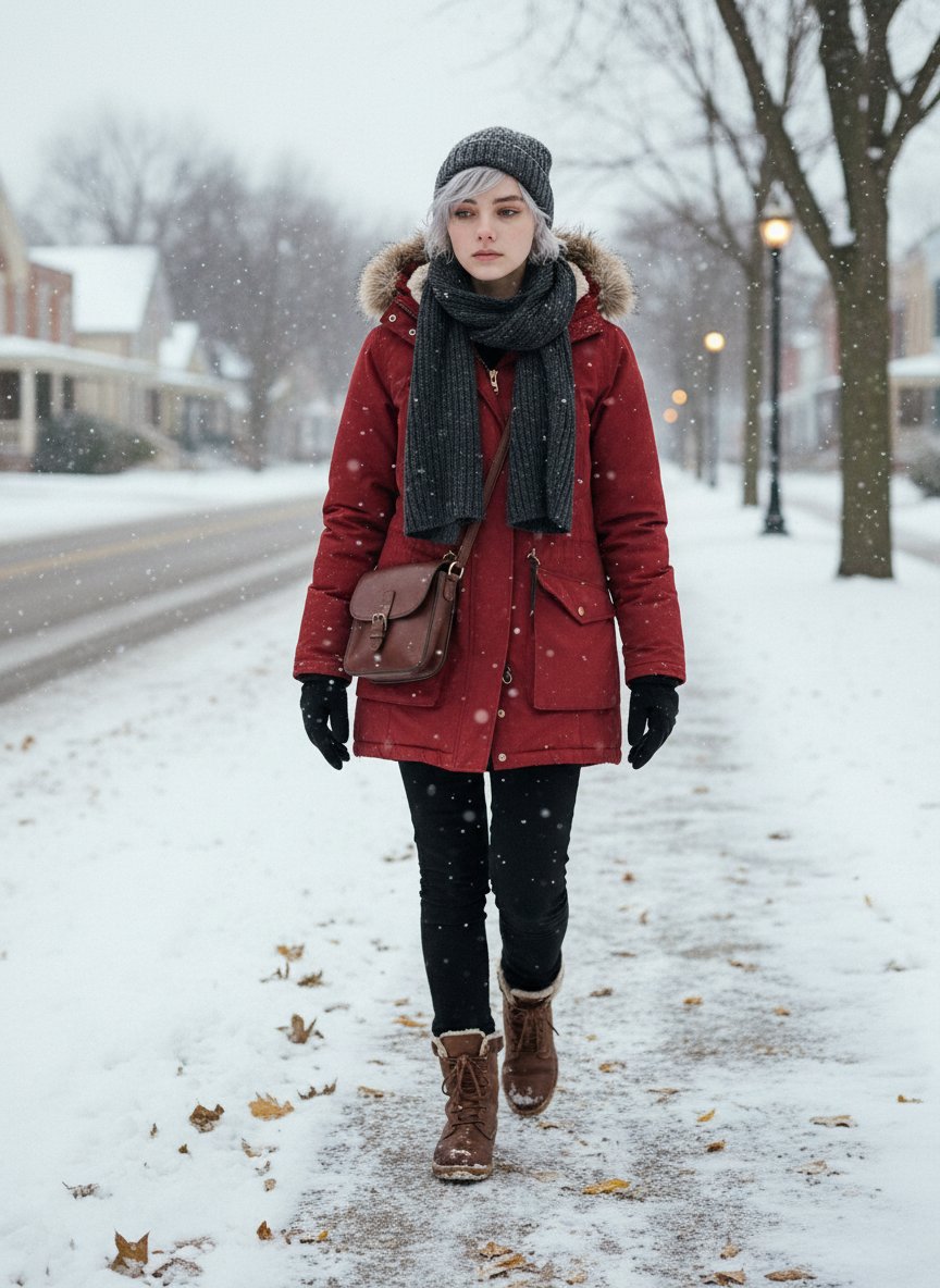 Cinematic Winter Walk In Small Town