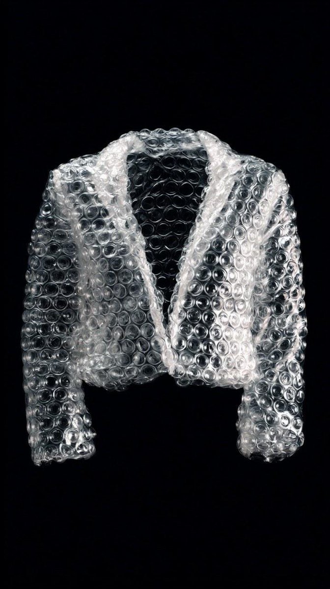 Transparent Bubble Wrap High-Fashion Studio Shot