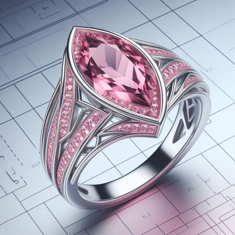 Marquise Pink Tourmaline Platinum Ring Design