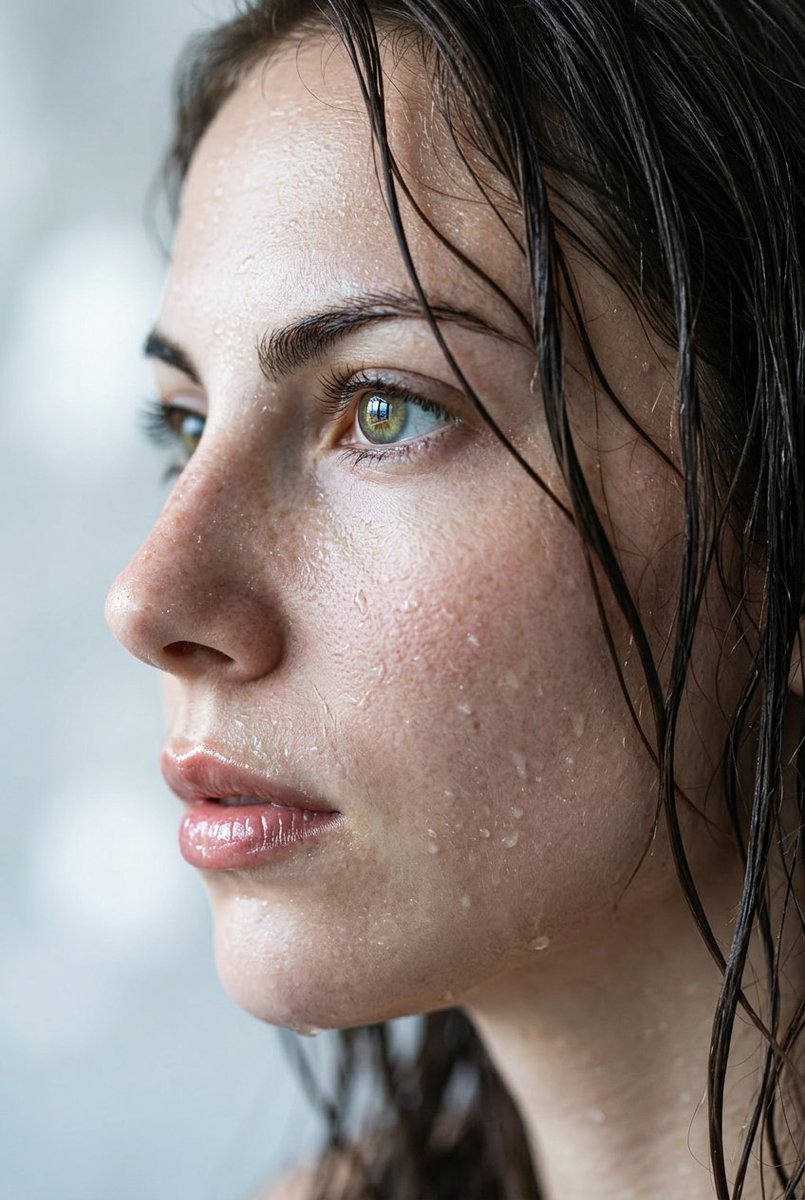 Wet Beauty Close-Up Portrait