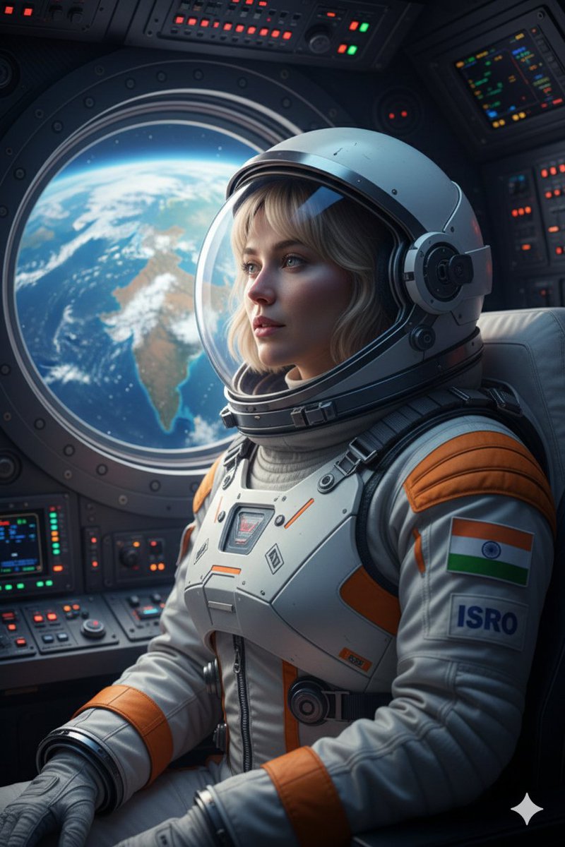 Indian Astronaut Gazes at Earth