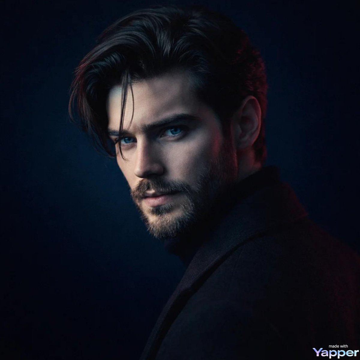 Icy Blue Gaze: Cinematic Noir Portrait