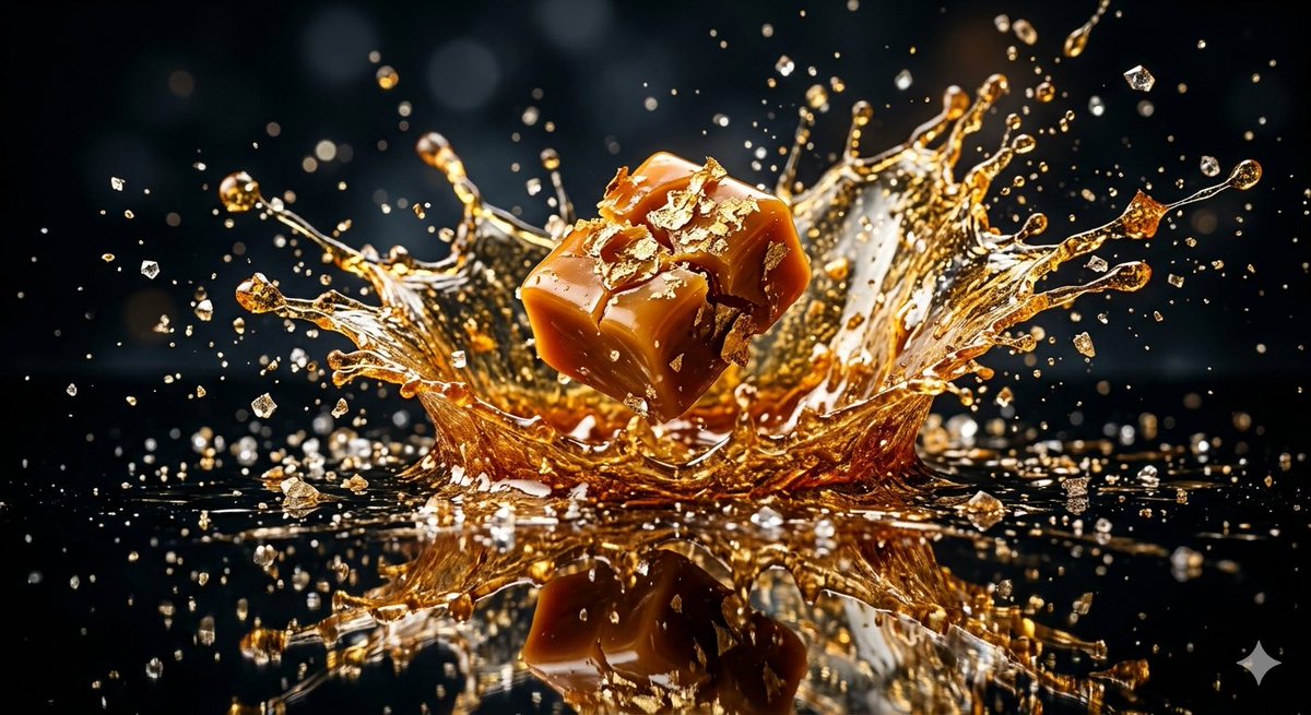 Luxury Caramel Explosion Macro Shot