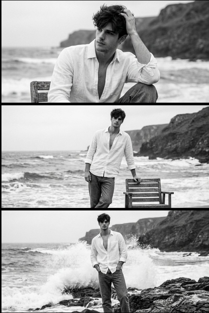 B&W Seaside Man Portrait