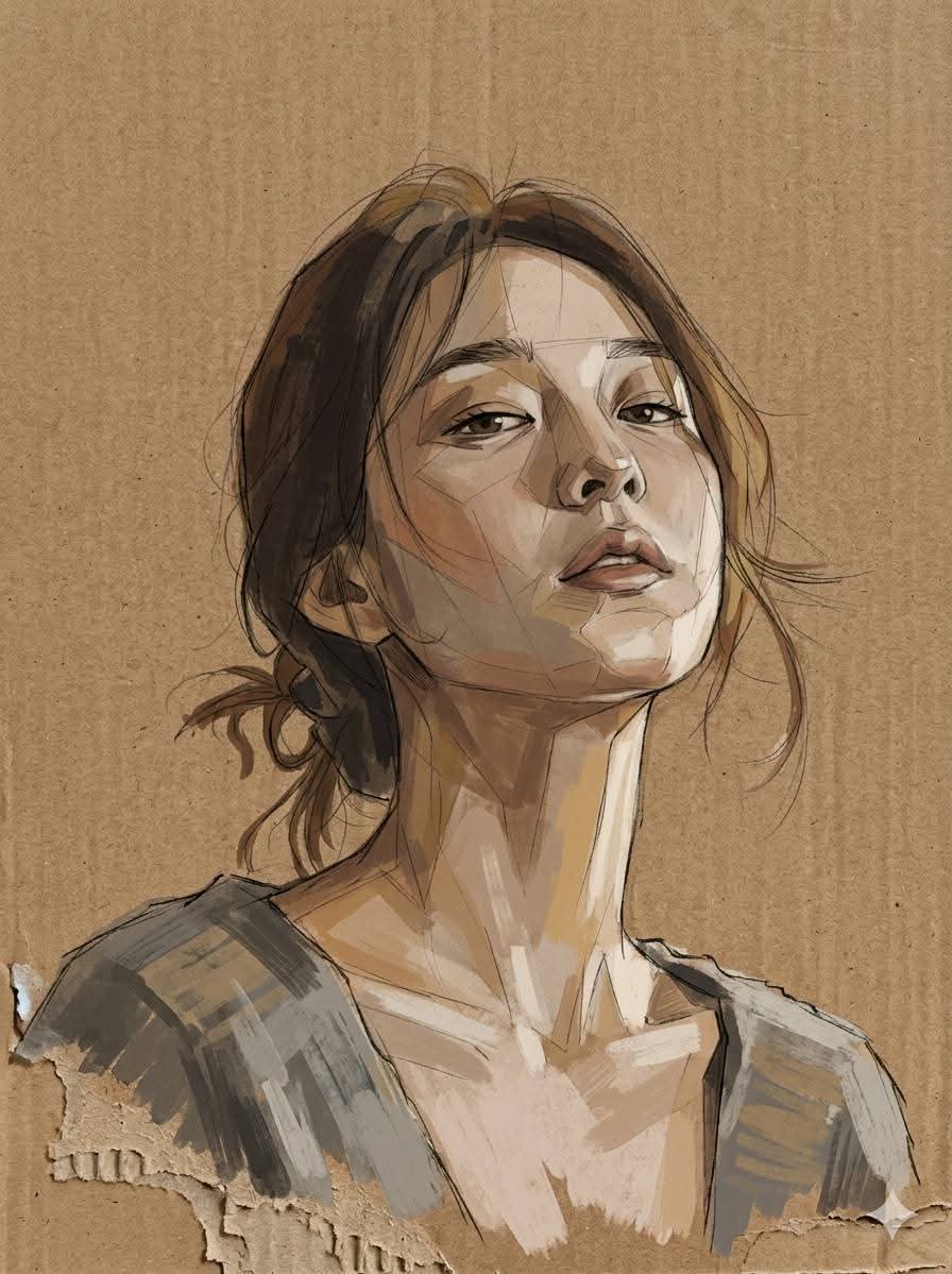 Raw Mixed Media Portrait Art