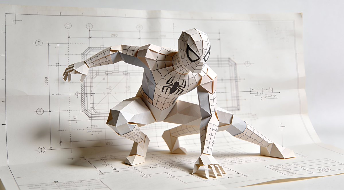 Spider-Man Paper Blueprint Art