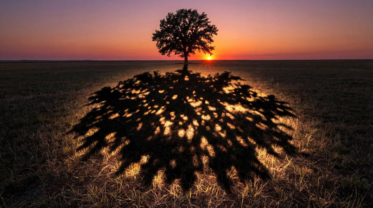 Magical Tree Shadow at Sunset