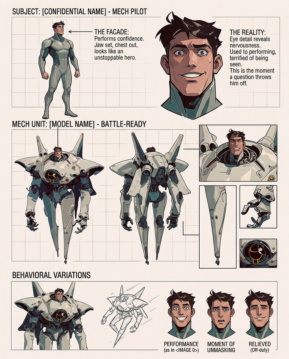 Fake Confidence Character Design Sheet