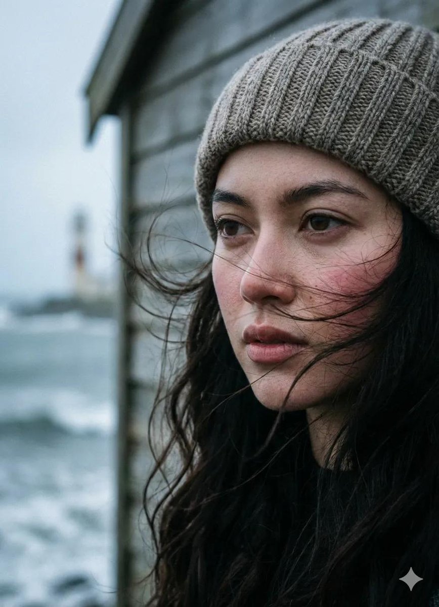 Cinematic Winter Beach Portrait