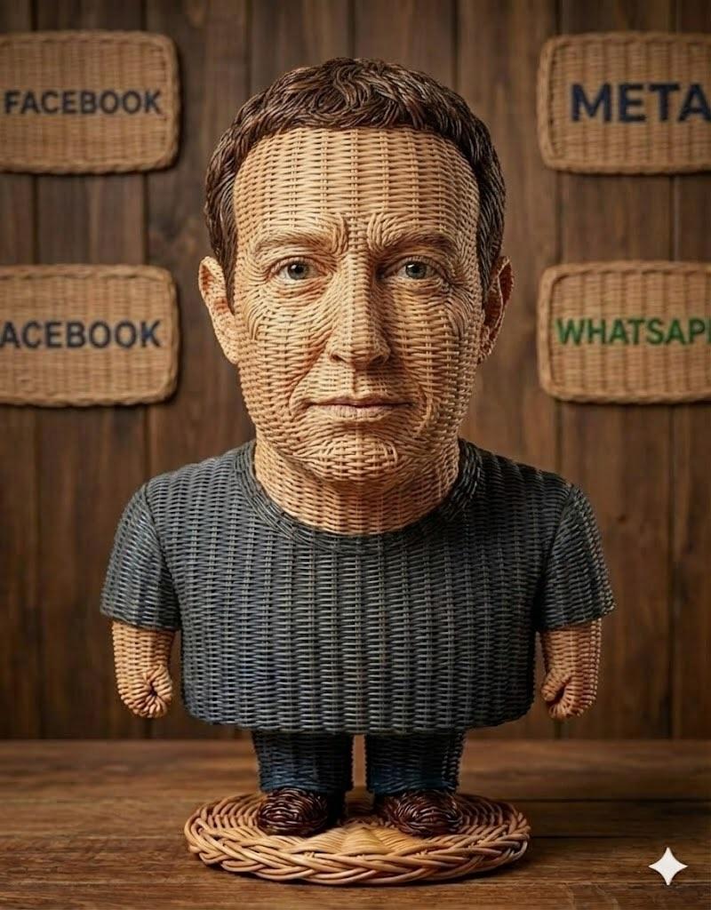 Hyper-Realistic Wicker Character Sculpture