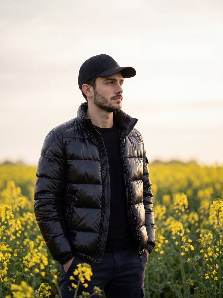 Moody Portrait in a Sea of Flowers