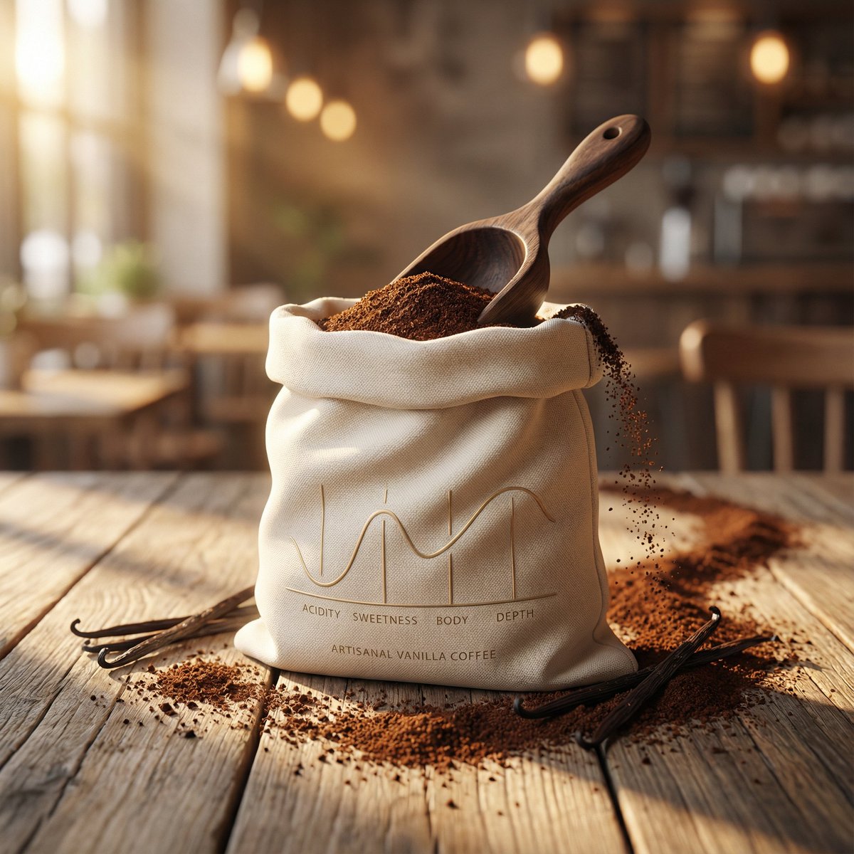 Luxury Vanilla Coffee Pouch Photography