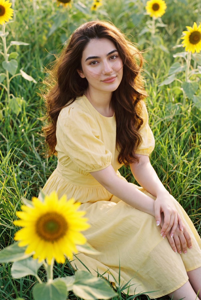 Girl in Sunflower Field
