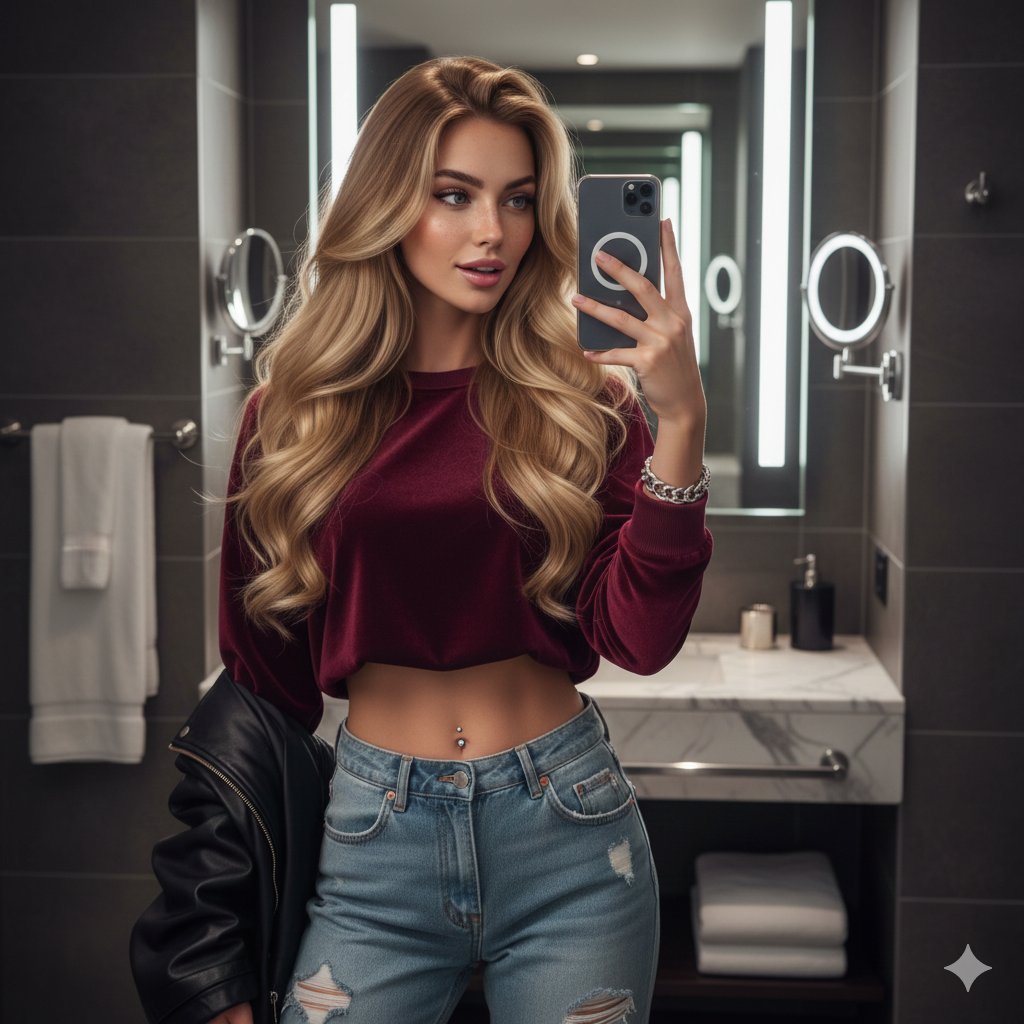 Luxury Bathroom Mirror Selfie Fashion