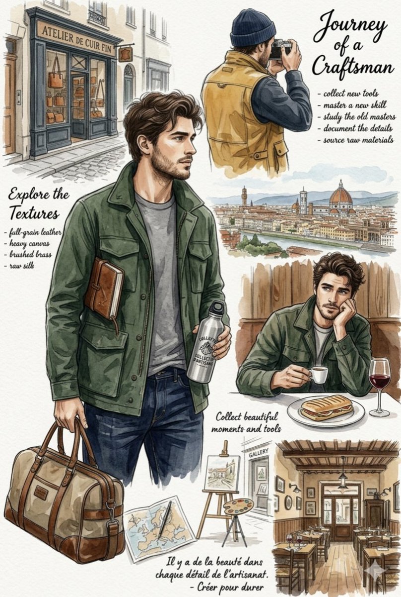 Watercolor Travel Mood Board Collage