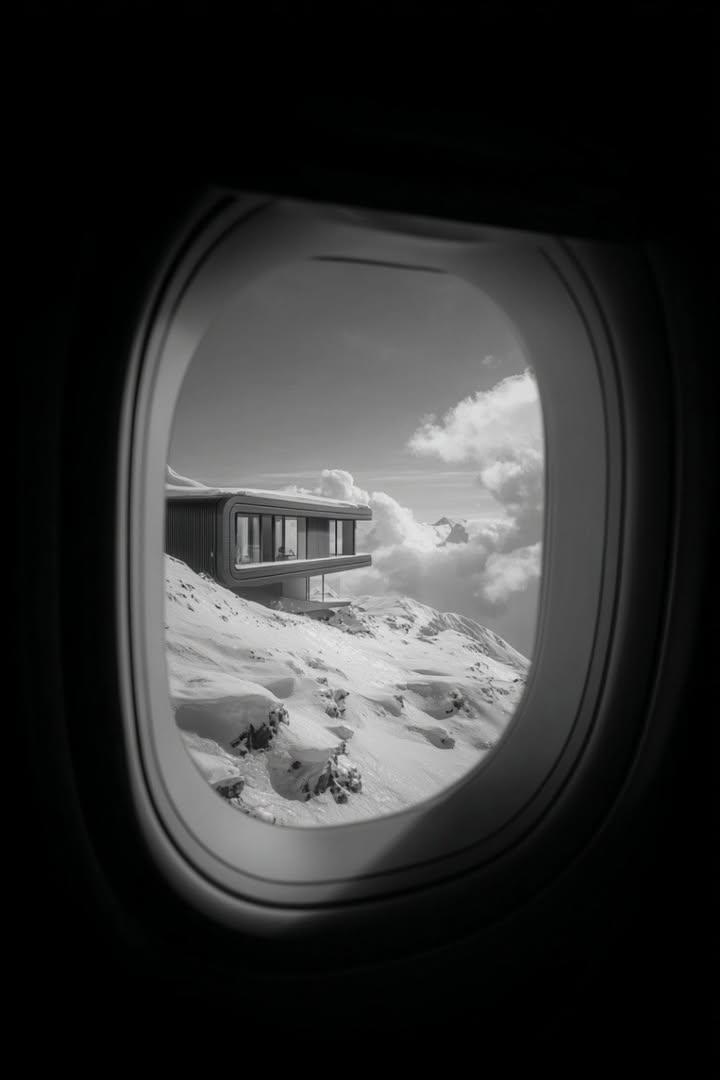 Futuristic Mountain House In Snow