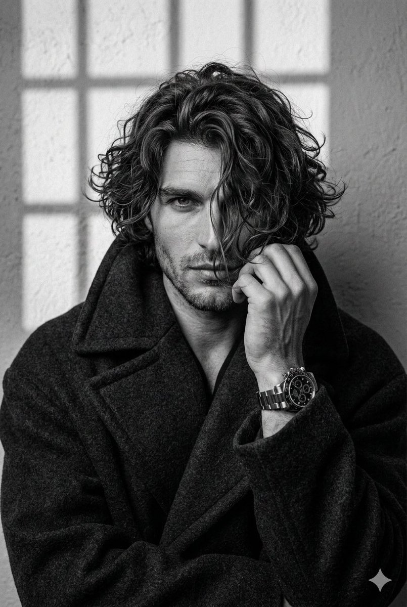 Black-and-White Portrait: Mysterious Confidence and Shadow