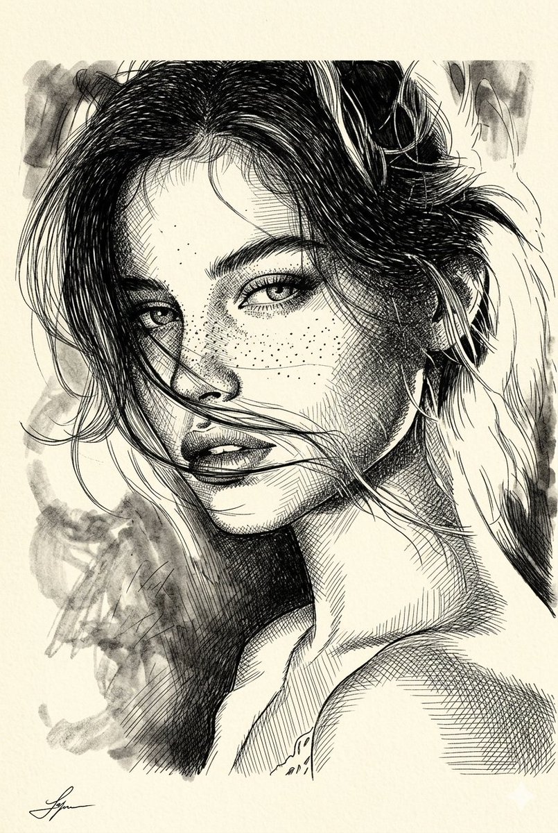 Detailed Pen Ink Portrait Art