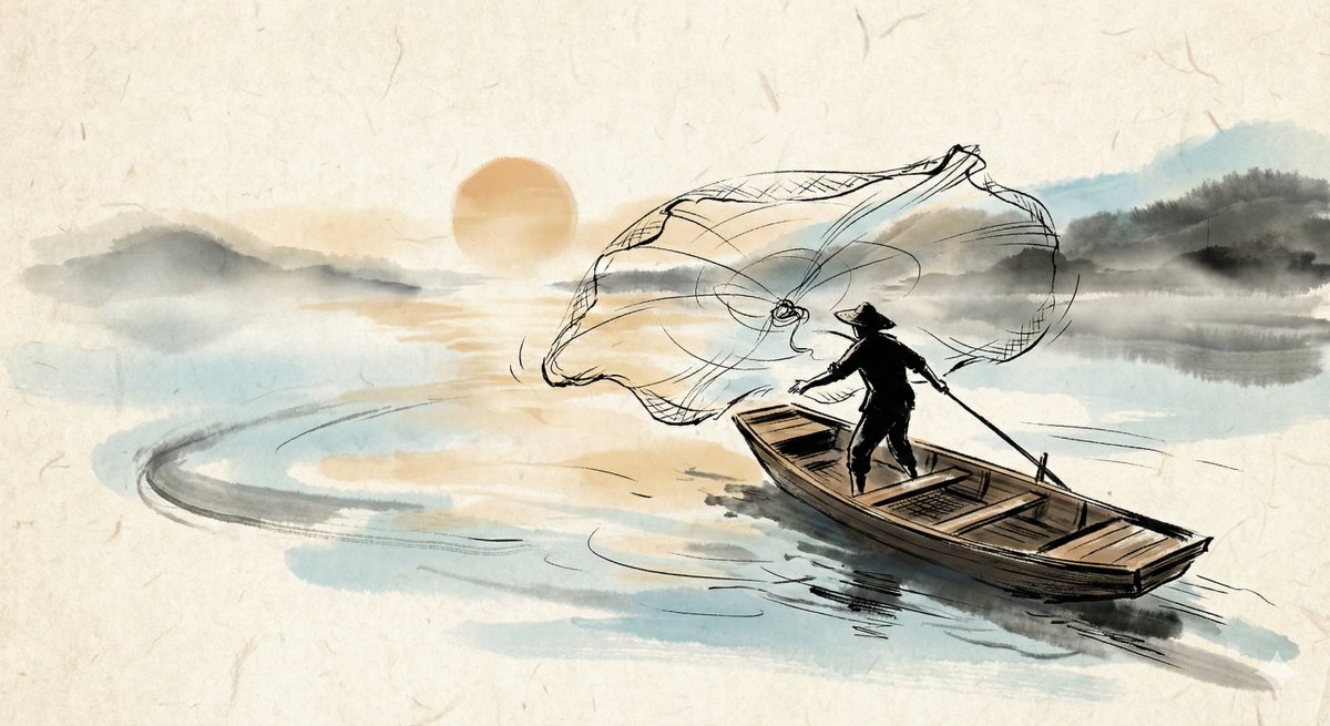 Expressive Ink Wash Majestic Crane