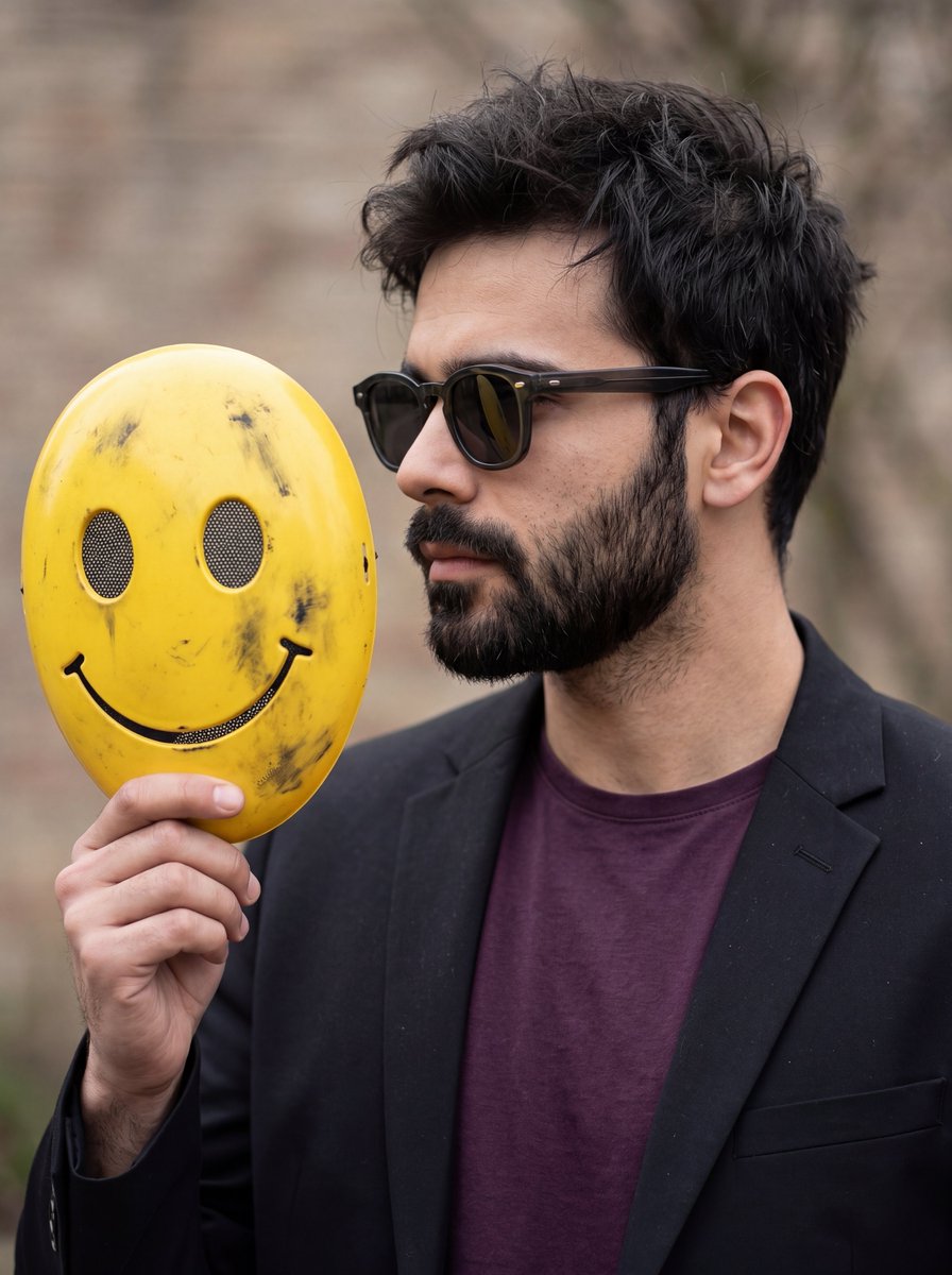 Yellow Smiley Mask Portrait