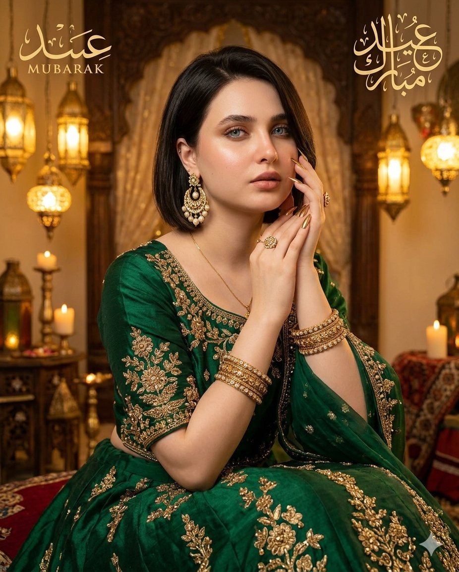 Elegant Eid Portrait in Warm Glowing Light