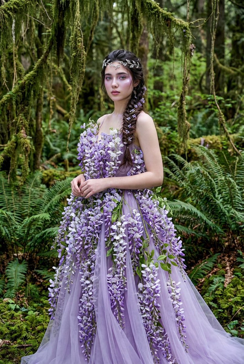 Botanical Couture Gown In Forest
