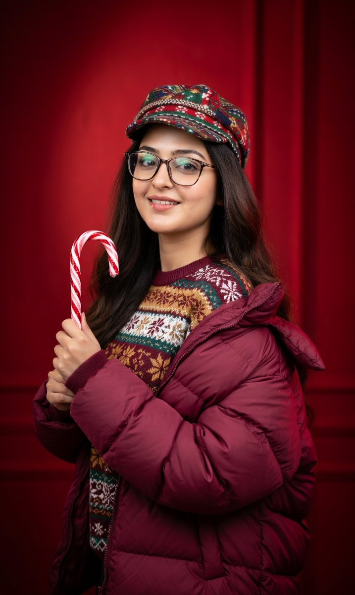 Crimson Festive Studio Portrait
