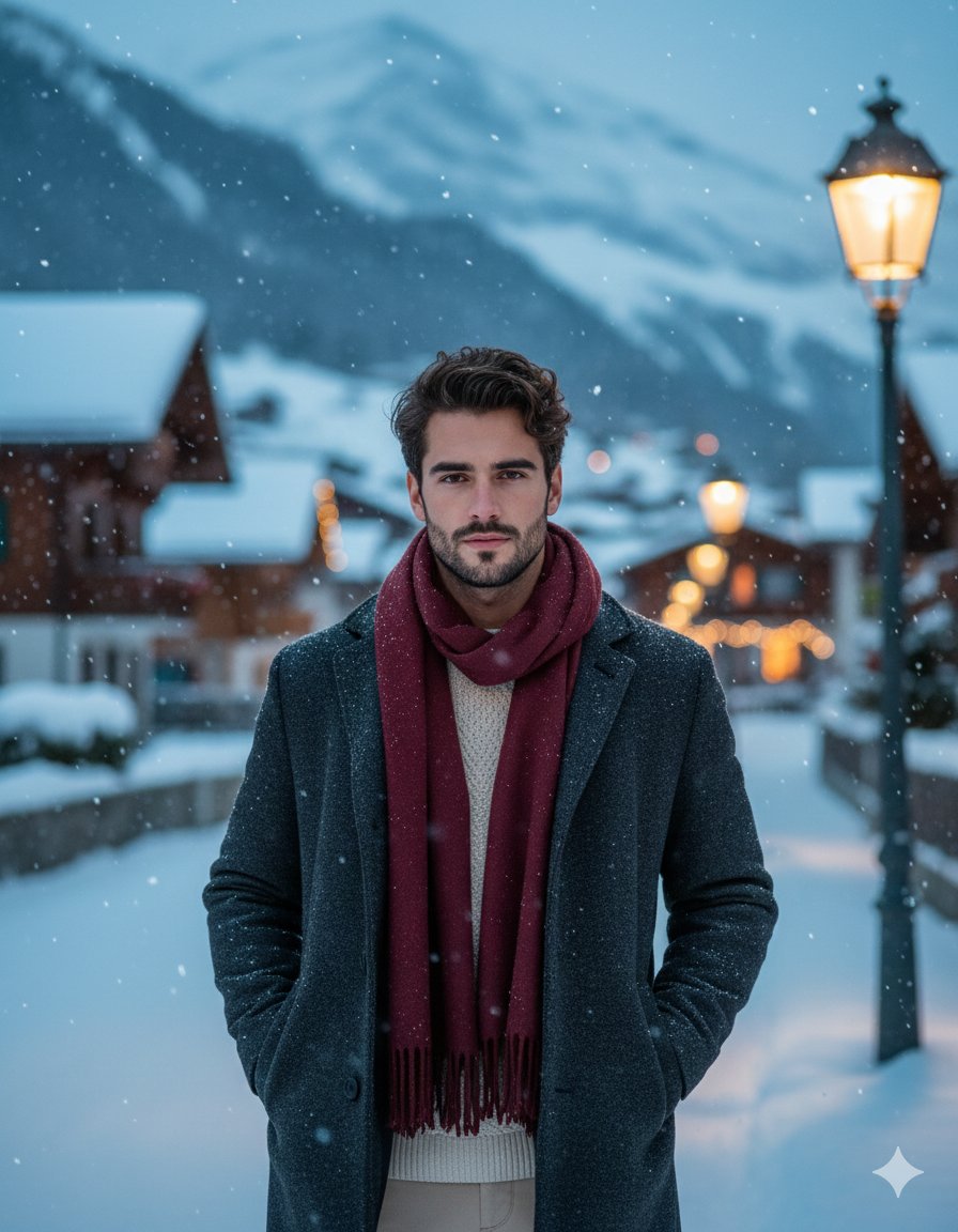 Cinematic Winter Alpine Village Portrait