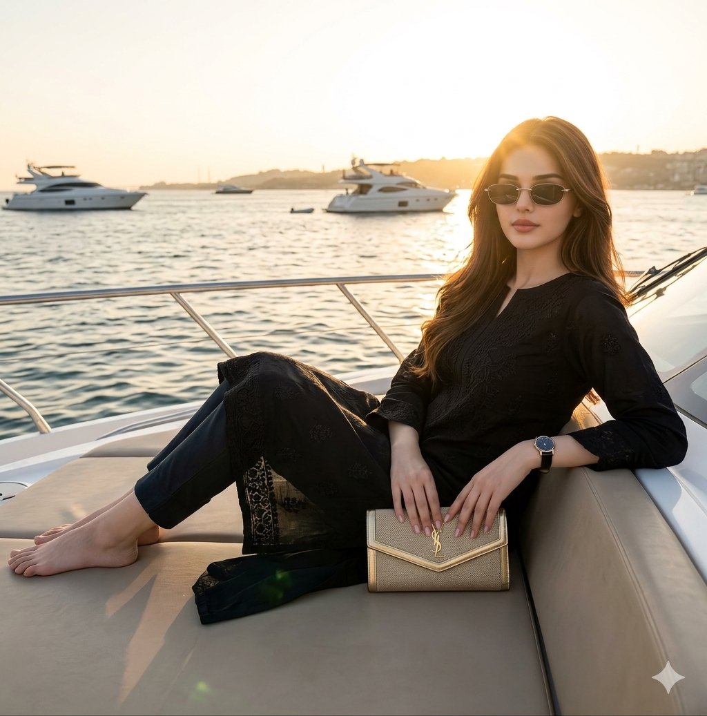 Yacht Sunset Fashion Portrait
