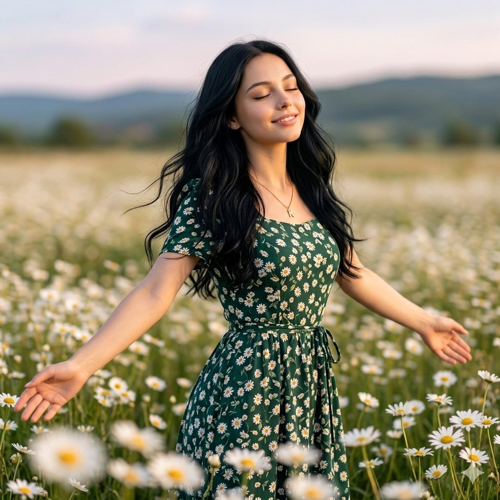 Dreamy Daisy Field Cinematic Portrait