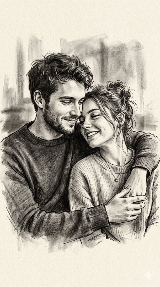 Intimate Charcoal Couple Portraits