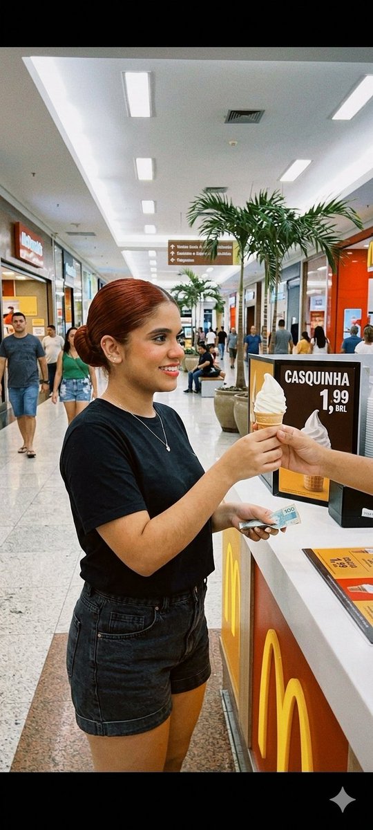 Brazilian Mall McDonald's Ice Cream Candid