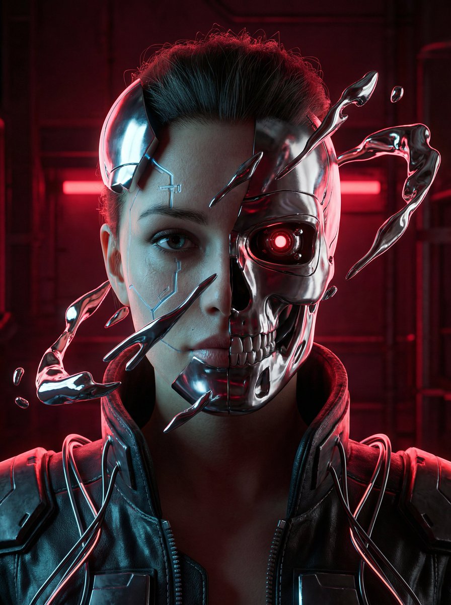 Chrome Skull Cyberpunk Portrait