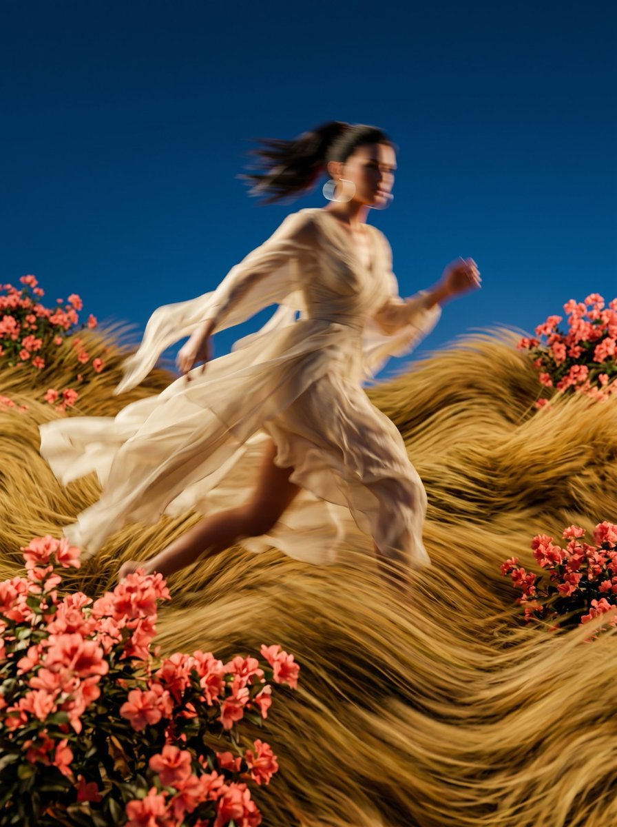 Dreamlike Sprint Through Coral Blooms