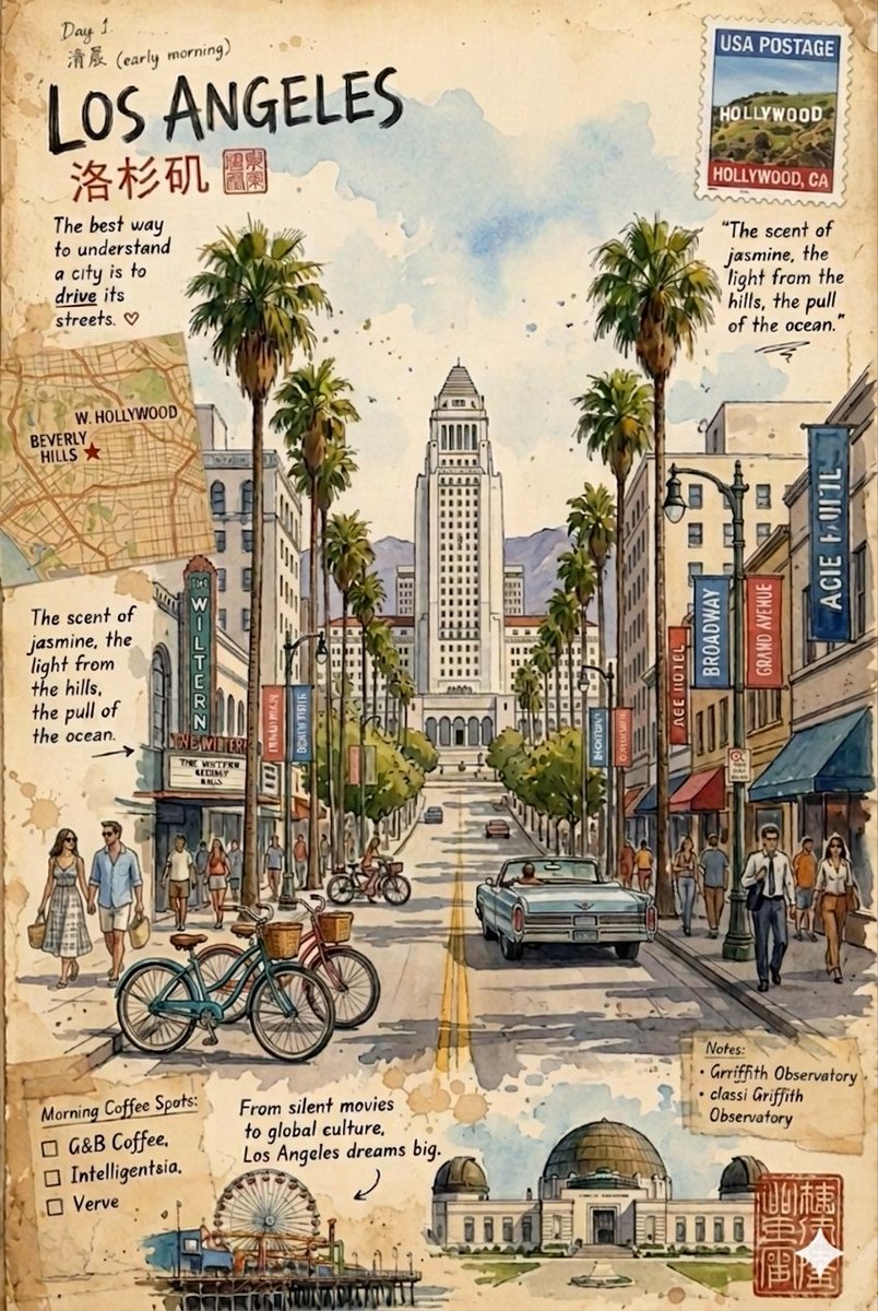 Vintage Watercolor Travel Journal Art