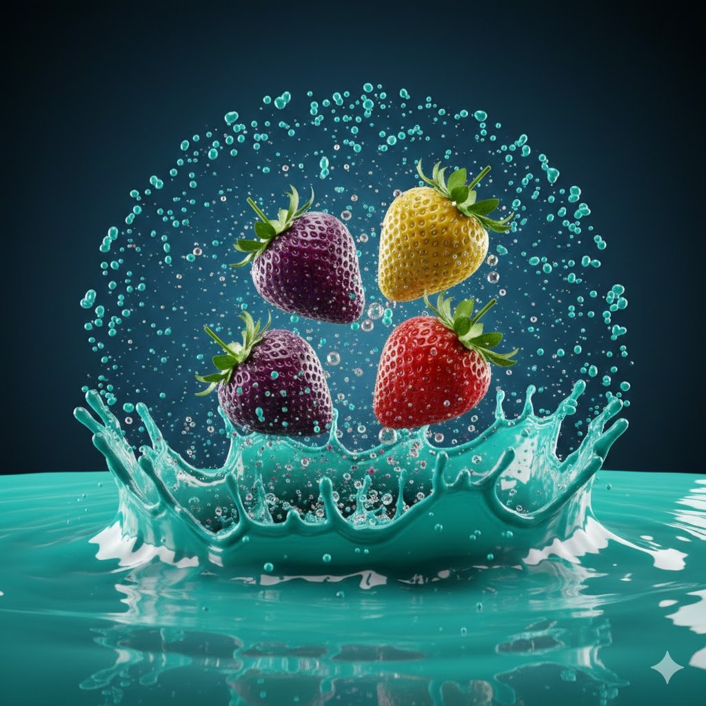 Vivid Strawberry Liquid Splash Art