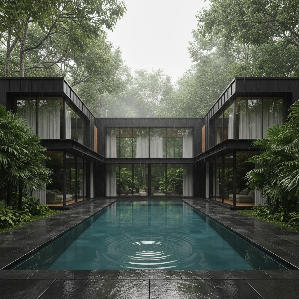 Tropical Black House Pool