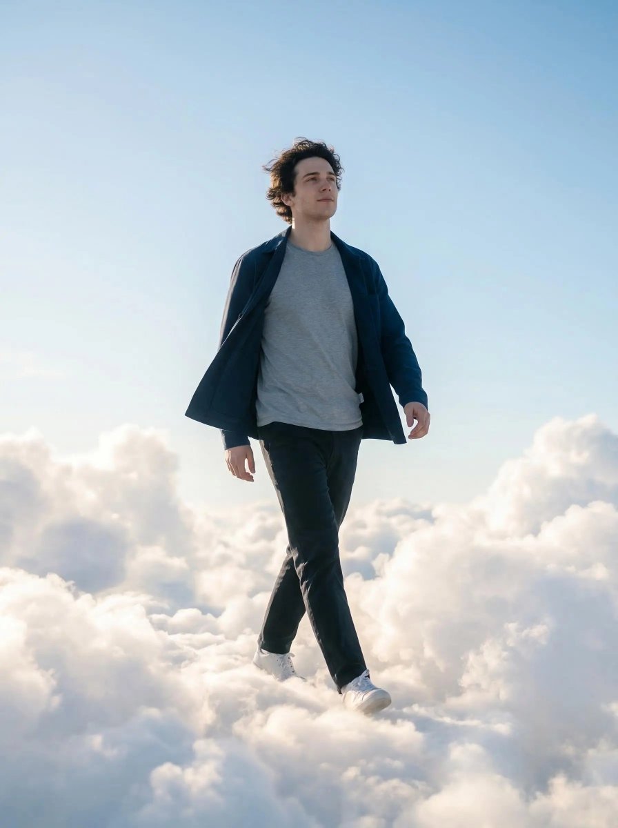 Cinematic Cloud Walking Scene
