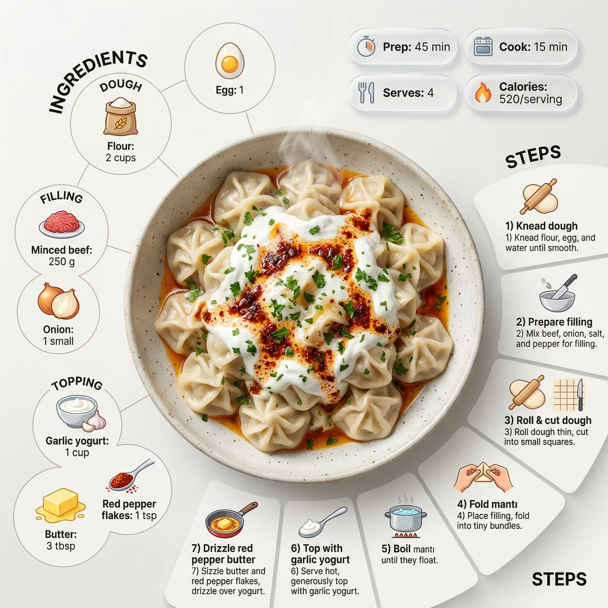 Turkish Manti - Recipe Infographic